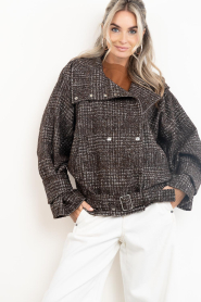 IRO :  Jacquard pied-de-poule bomber jacket Inja | brown - img6