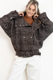 IRO :  Jacquard pied-de-poule bomber jacket Inja | brown - img2