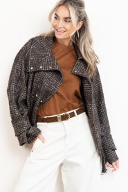 IRO :  Jacquard pied-de-poule bomber jacket Inja | brown - img7