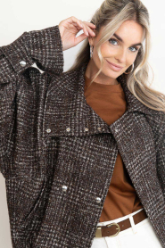 IRO :  Jacquard pied-de-poule bomber jacket Inja | brown - img10