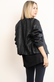 Herskind |  Leather bomber jacket with scarf Yvette | black | Picture 7