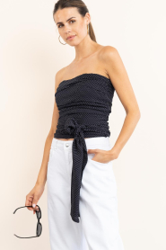 Herskind :  Strapless polka dot top Molly | black - img2
