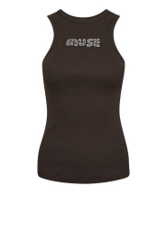 Copenhagen Muse |  Stretch top with strass Siv | brown | Picture 1