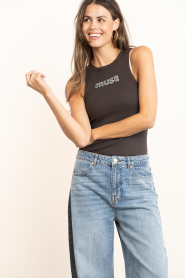 Copenhagen Muse |  Stretch top with strass Siv | brown | Picture 5