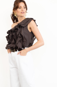 Copenhagen Muse |  Top with ruffles Tilly | brown | Picture 5