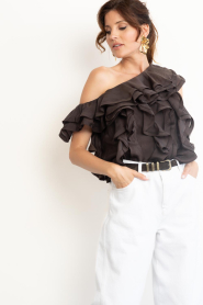 Copenhagen Muse |  Top with ruffles Tilly | brown | Picture 7