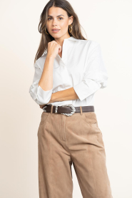 Copenhagen Muse :  Cotton blouse with tie belt Melanie | white - img2