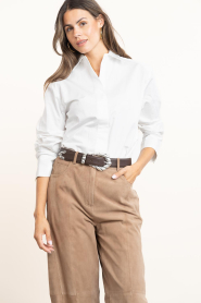Copenhagen Muse :  Cotton blouse with tie belt Melanie | white - img4