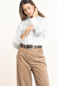 Copenhagen Muse :  Cotton blouse with tie belt Melanie | white - img8