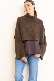 Copenhagen Muse :  Tencel cropped poncho/sweater Rylia | brown - img9