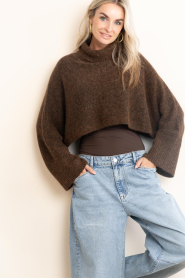 Copenhagen Muse :  Tencel cropped poncho/sweater Rylia | brown - img2