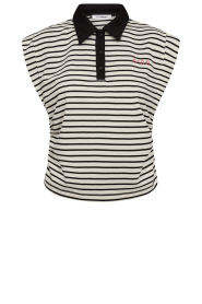 Co'Couture |  Sleeveless striped polo Noma | black | Picture 1