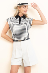Co'Couture |  Sleeveless striped polo Noma | black | Picture 6