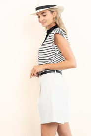 Co'Couture |  Sleeveless striped polo Noma | black | Picture 7