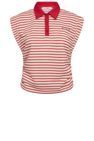 Co'Couture |  Sleeveless striped polo Noma | red