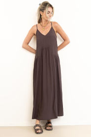 Co'Couture |  Viscose blend maxi dress Sunrise | brown | Picture 4