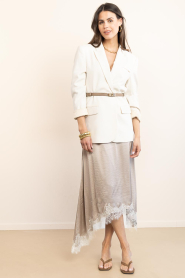 Co'Couture |  Satin skirt with lace detail Idun | natural | Picture 2