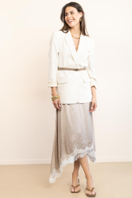 Co'Couture |  Satin skirt with lace detail Idun | natural | Picture 3