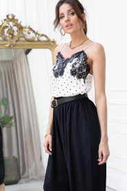 Co'Couture |  Satin top with polkadots and lace Ameli | natural | Picture 6