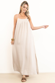 Co'Couture |  Viscose blend maxi dress Eva | beige | Picture 4