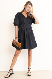 Co'Couture |  Stretch poplin mini dress Poppy | black | Picture 3