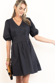 Co'Couture |  Stretch poplin mini dress Poppy | black | Picture 5