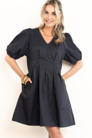 Co'Couture |  Stretch poplin mini dress Poppy | black | Picture 2