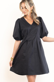 Co'Couture |  Stretch poplin mini dress Poppy | black | Picture 6