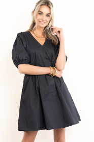 Co'Couture |  Stretch poplin mini dress Poppy | black | Picture 7
