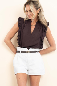 Co'Couture |  Top with ruffles Hera | brown | Picture 5