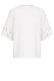 Co'Couture |  Linen mix top with embroidery Lita | natural | Picture 1
