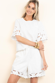 Co'Couture |  Linen mix top with embroidery Lita | natural | Picture 2
