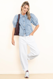 Co'Couture |  Denim blouse Asja | blue | Picture 3