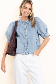 Co'Couture |  Denim blouse Asja | blue | Picture 2