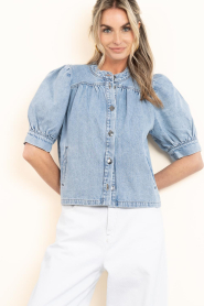 Co'Couture |  Denim blouse Asja | blue | Picture 6