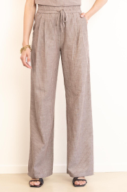 Co'Couture |  Striped pants Jiho | brown | Picture 4