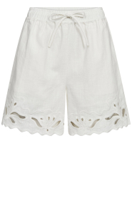 Co'Couture |  Linen mix short with embroidery Lita | natural | Picture 1