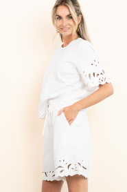 Co'Couture |  Linen mix short with embroidery Lita | natural | Picture 8