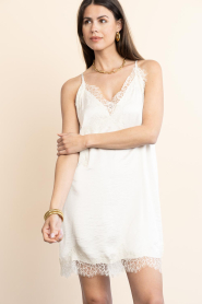 Co'Couture |  Satin mini dress with lace Idun | natural | Picture 2