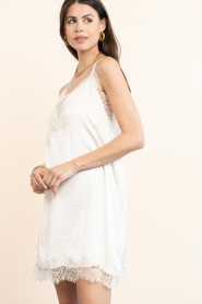 Co'Couture |  Satin mini dress with lace Idun | natural | Picture 6