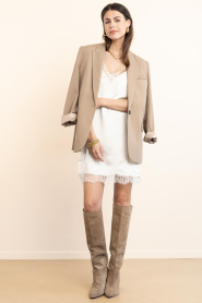 Co'Couture |  Satin mini dress with lace Idun | natural | Picture 3