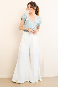 Co'Couture |  Satin top with lace Idun | green | Picture 3