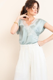 Co'Couture |  Satin top with lace Idun | green | Picture 5