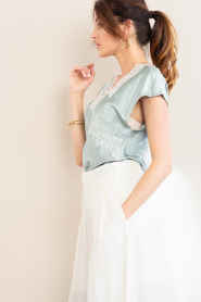 Co'Couture |  Satin top with lace Idun | green | Picture 8