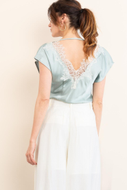 Co'Couture |  Satin top with lace Idun | green | Picture 9