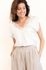 Co'Couture |  Satin top with lace Idun | natural | Picture 2