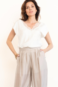 Co'Couture |  Satin top with lace Idun | natural | Picture 5