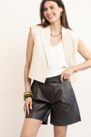 Co'Couture |  Leather short Phoebe | brown | Picture 5