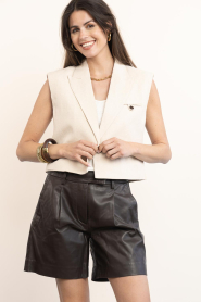 Co'Couture |  Leather short Phoebe | brown | Picture 2