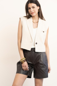 Co'Couture |  Leather short Phoebe | brown | Picture 6